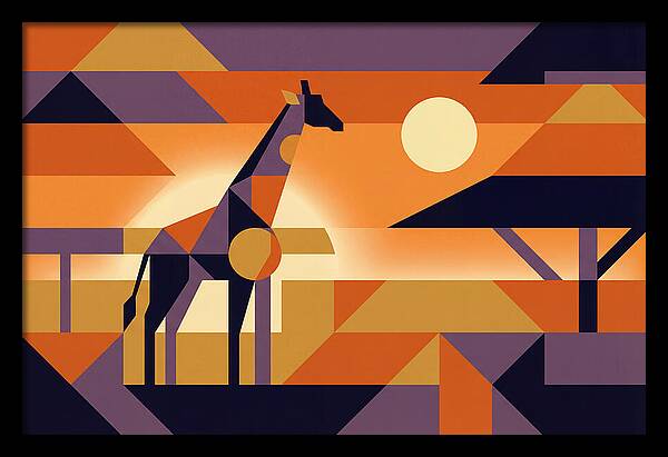 Giraffe Silhouetted Against African Suns
