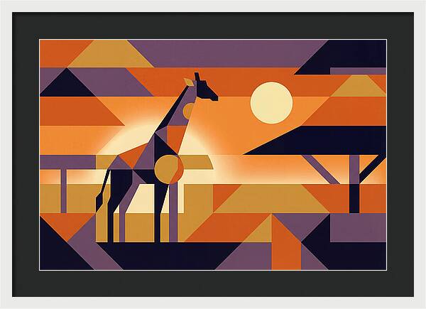 Giraffe Silhouetted Against African Suns