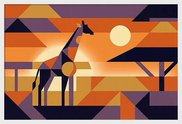 Giraffe Silhouetted Against African Suns