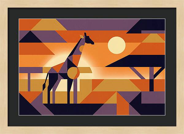 Giraffe Silhouetted Against African Suns