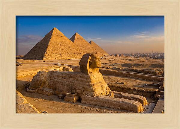 Giza Pyramids And Sphinx At Golden Hour