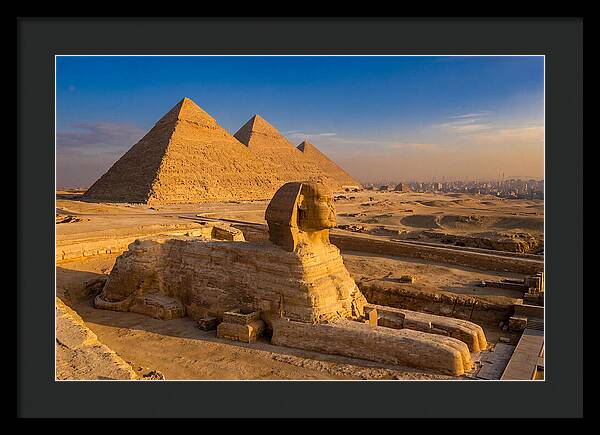 Giza Pyramids And Sphinx At Golden Hour