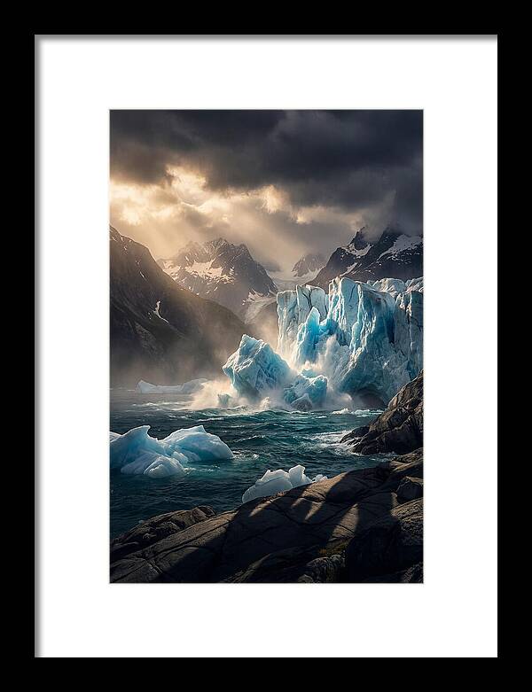 Glacier Calving Into Fjord