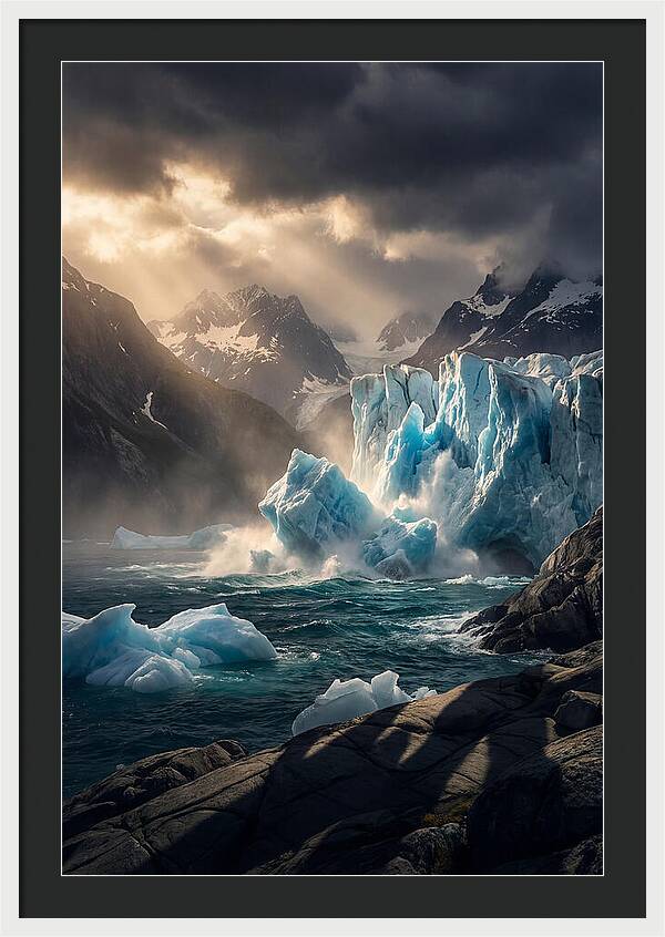 Glacier Calving Into Fjord