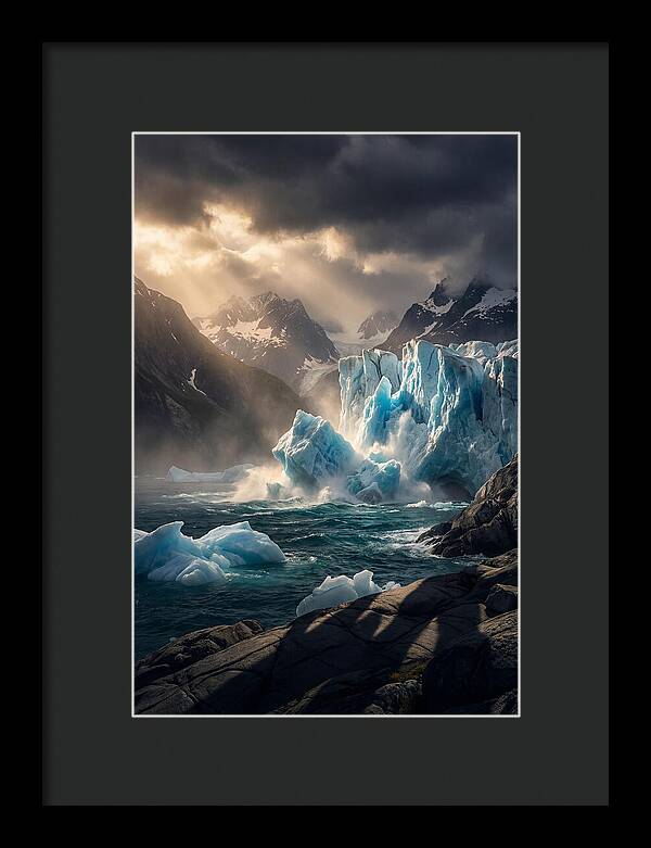 Glacier Calving Into Fjord
