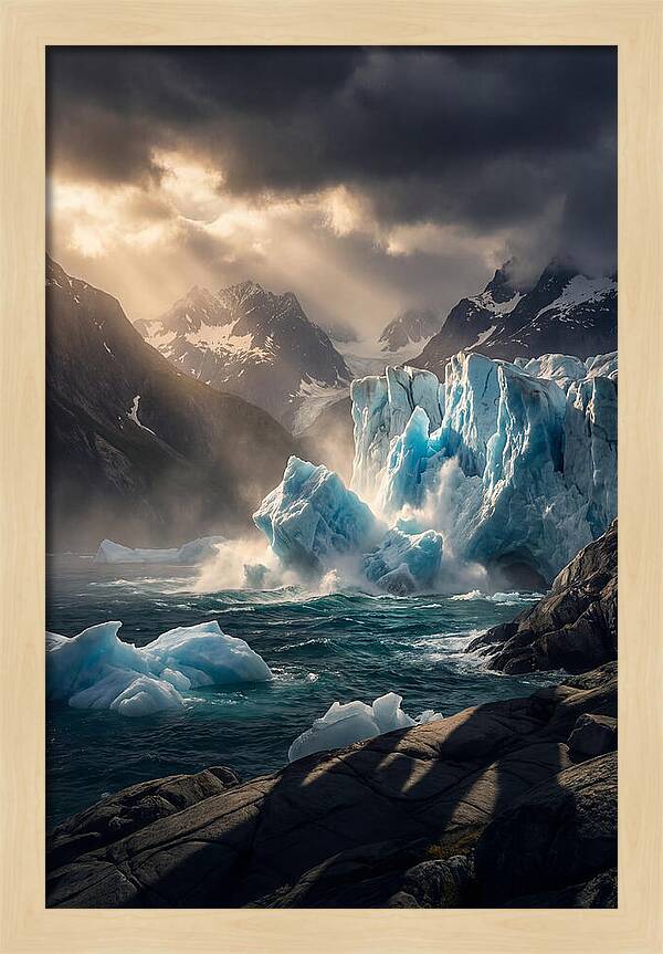 Glacier Calving Into Fjord