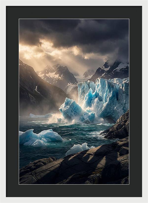 Glacier Calving Into Fjord