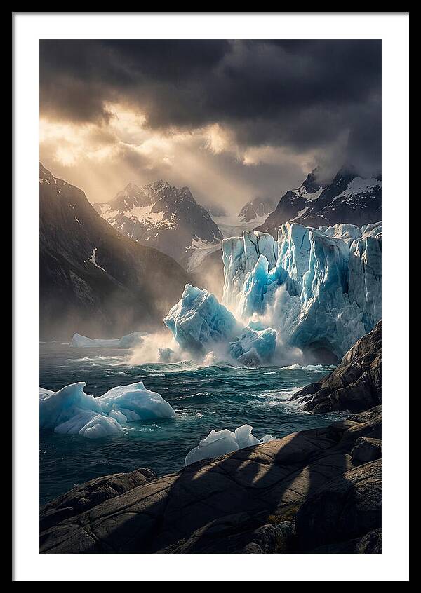 Glacier Calving Into Fjord