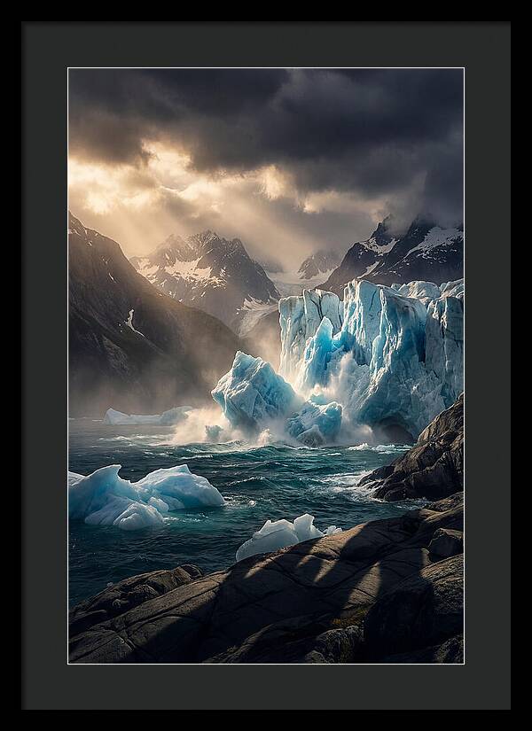 Glacier Calving Into Fjord