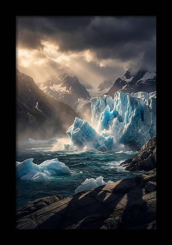 Glacier Calving Into Fjord