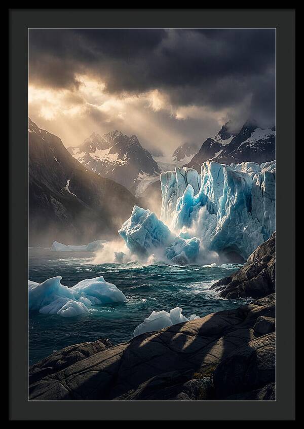 Glacier Calving Into Fjord