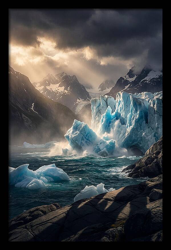 Glacier Calving Into Fjord