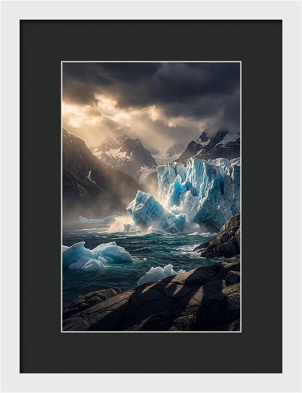 Glacier Calving Into Fjord