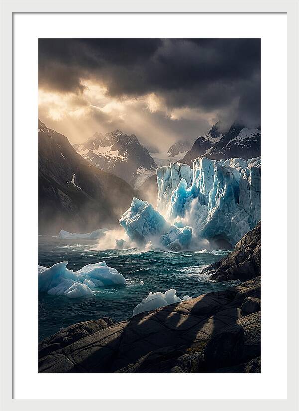 Glacier Calving Into Fjord