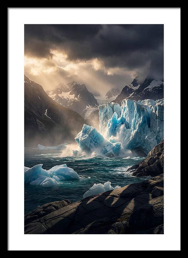 Glacier Calving Into Fjord