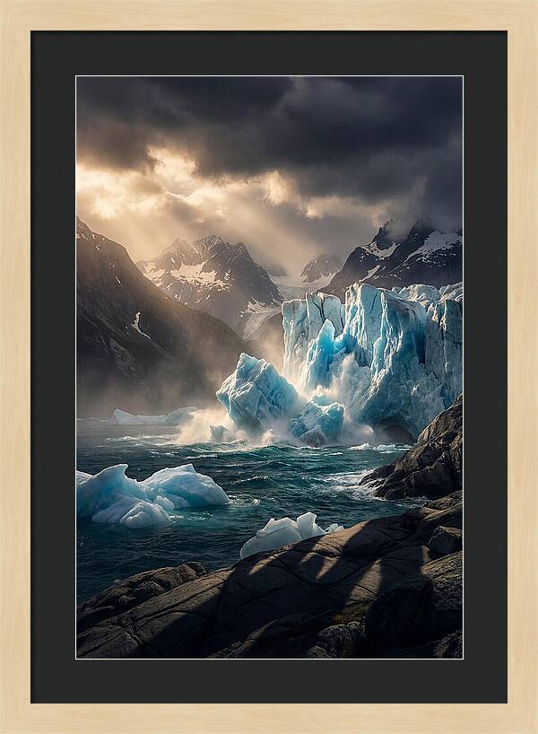 Glacier Calving Into Fjord