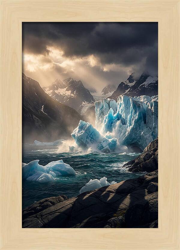 Glacier Calving Into Fjord