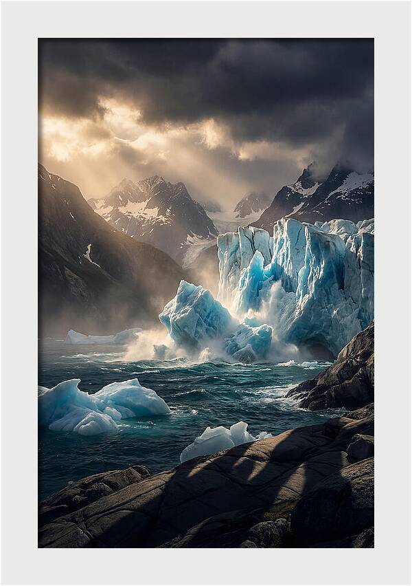 Glacier Calving Into Fjord