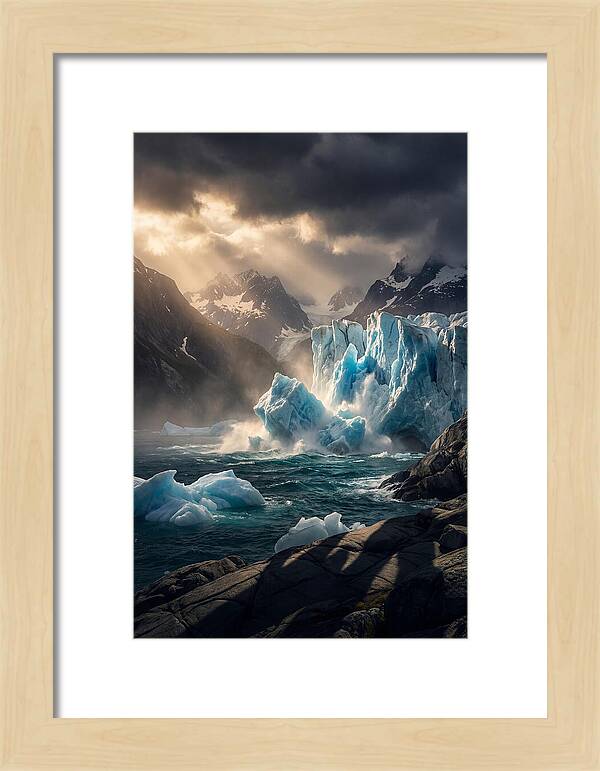 Glacier Calving Into Fjord