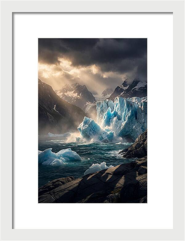 Glacier Calving Into Fjord