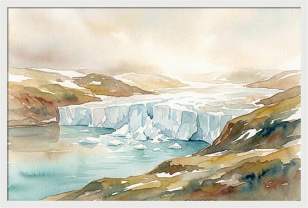 Glacier Calving Into Turquoise Fjord
