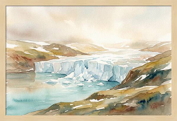Glacier Calving Into Turquoise Fjord