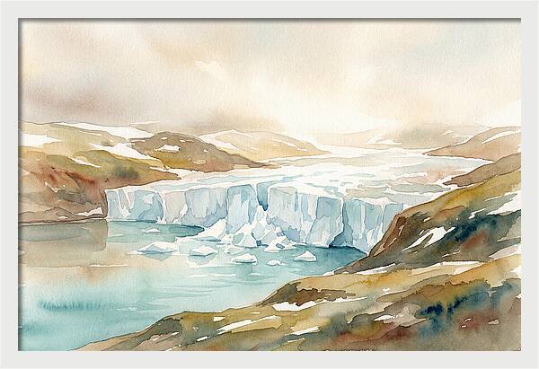 Glacier Calving Into Turquoise Fjord