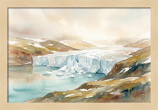 Glacier Calving Into Turquoise Fjord