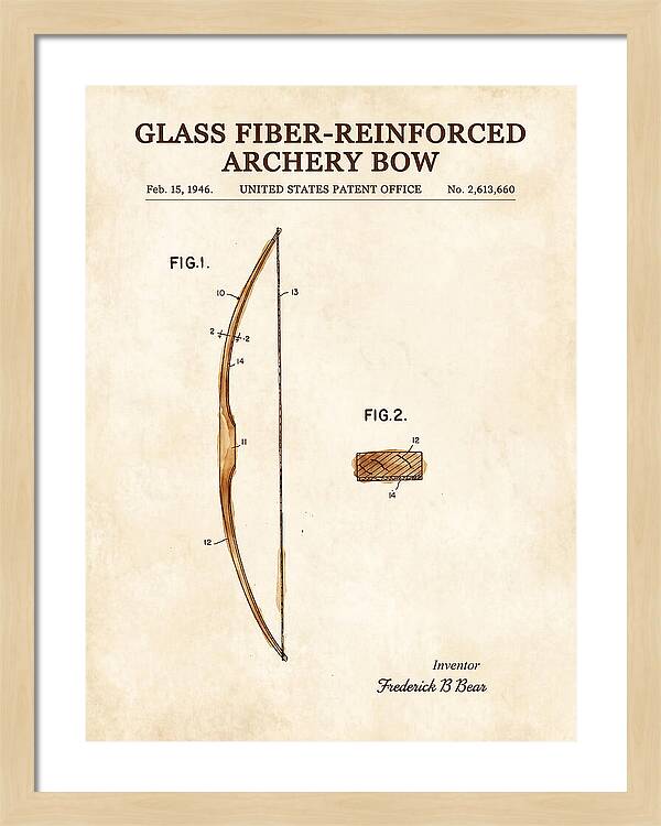 Glass Fiber Reinforced Archery Bow Bear Watercolor Patent Us2613660a