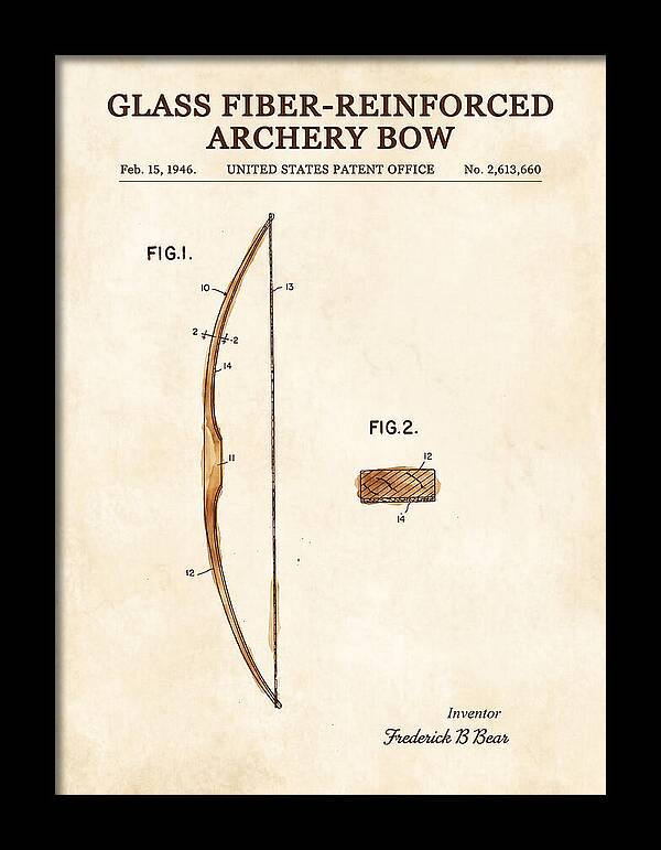 Glass Fiber Reinforced Archery Bow Bear Watercolor Patent Us2613660a