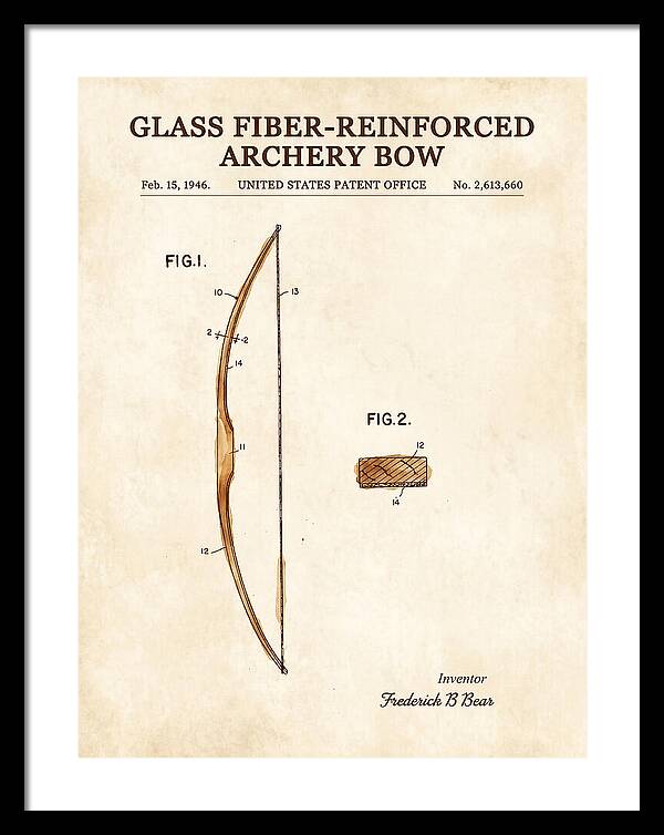Glass Fiber Reinforced Archery Bow Bear Watercolor Patent Us2613660a