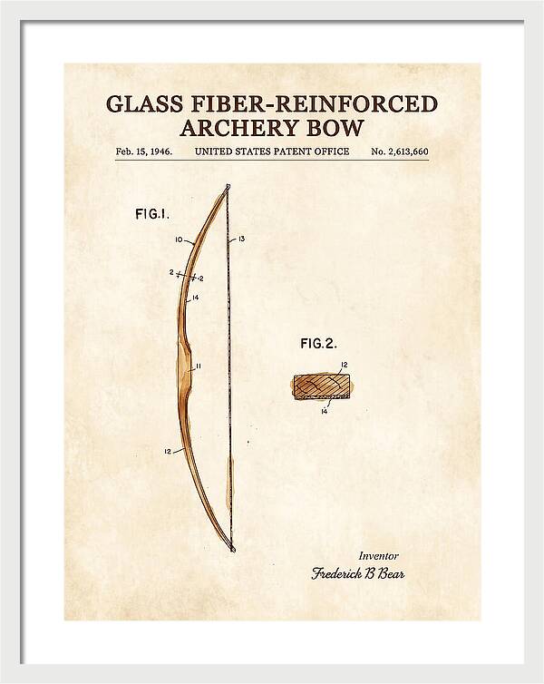 Glass Fiber Reinforced Archery Bow Bear Watercolor Patent Us2613660a