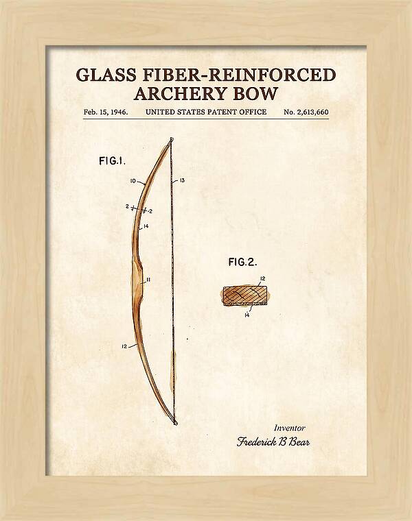 Glass Fiber Reinforced Archery Bow Bear Watercolor Patent Us2613660a