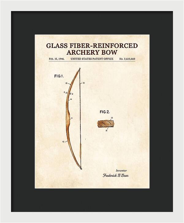 Glass Fiber Reinforced Archery Bow Bear Watercolor Patent Us2613660a