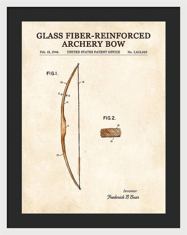 Glass Fiber Reinforced Archery Bow Bear Watercolor Patent Us2613660a