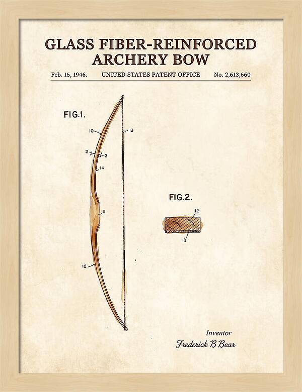 Glass Fiber Reinforced Archery Bow Bear Watercolor Patent Us2613660a
