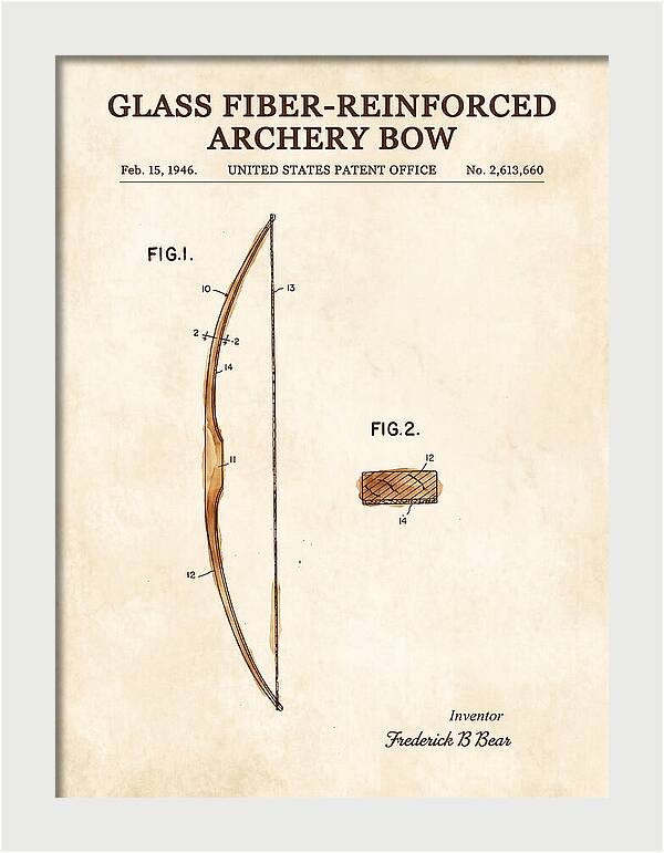 Glass Fiber Reinforced Archery Bow Bear Watercolor Patent Us2613660a