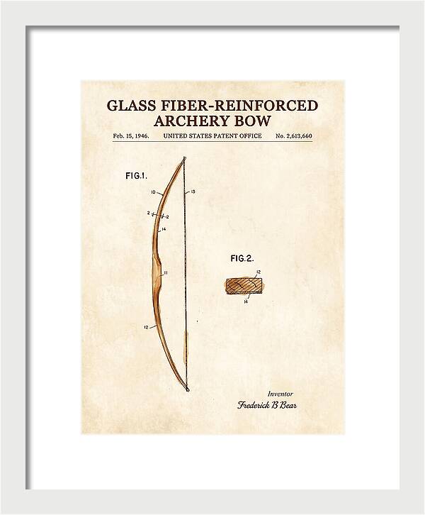 Glass Fiber Reinforced Archery Bow Bear Watercolor Patent Us2613660a
