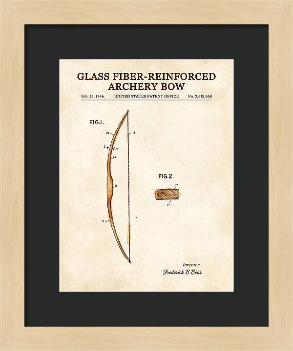 Glass Fiber Reinforced Archery Bow Bear Watercolor Patent Us2613660a