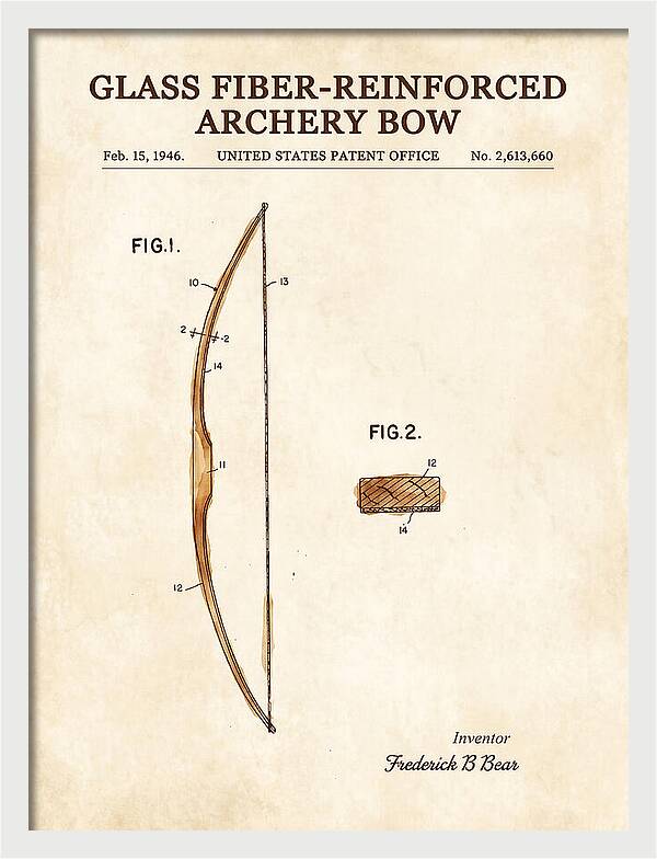 Glass Fiber Reinforced Archery Bow Bear Watercolor Patent Us2613660a