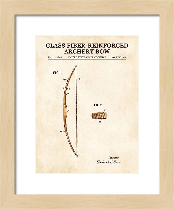 Glass Fiber Reinforced Archery Bow Bear Watercolor Patent Us2613660a