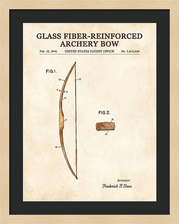 Glass Fiber Reinforced Archery Bow Bear Watercolor Patent Us2613660a