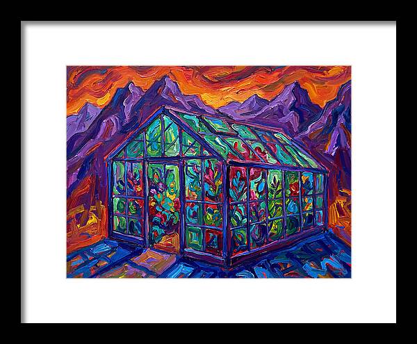 Glass Greenhouse Under Vibrant Skies