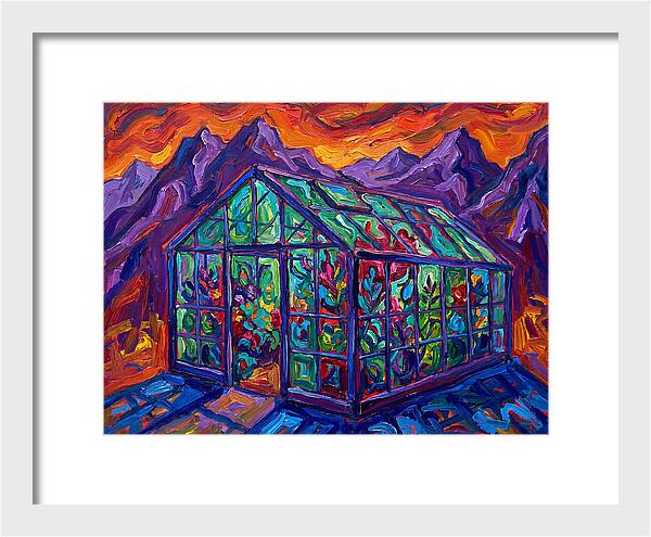 Glass Greenhouse Under Vibrant Skies