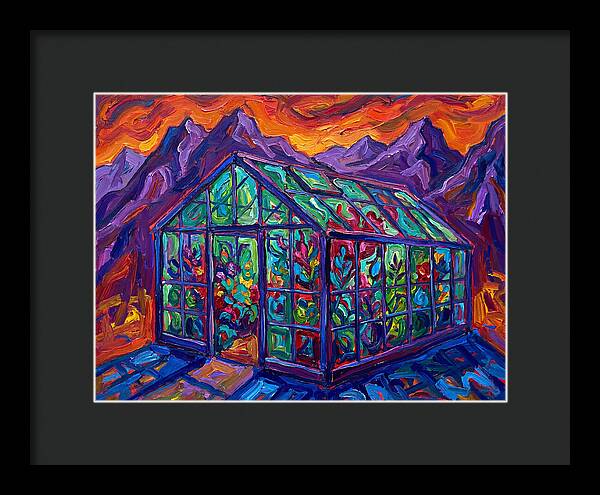 Glass Greenhouse Under Vibrant Skies