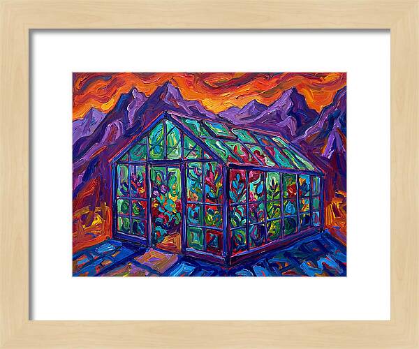 Glass Greenhouse Under Vibrant Skies
