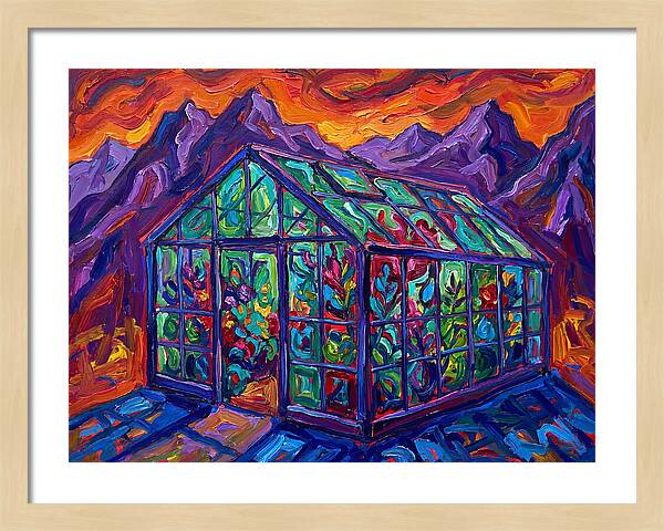 Glass Greenhouse Under Vibrant Skies