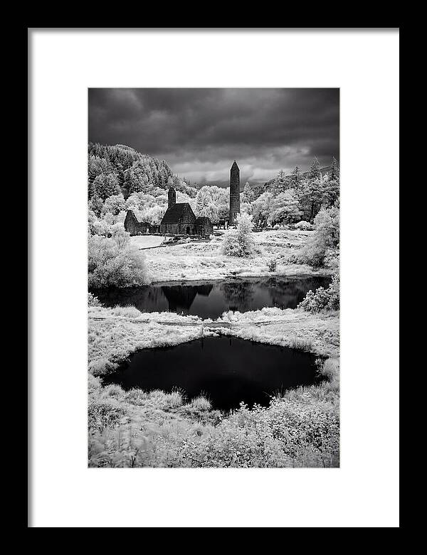 Glendalough Monastic Site In Black And White