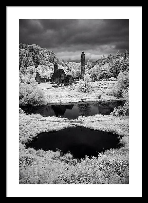 Glendalough Monastic Site In Black And White