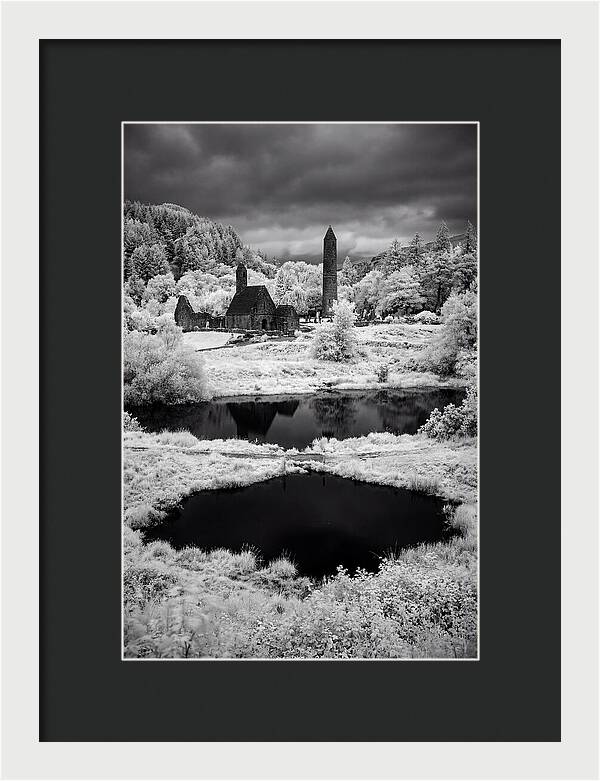Glendalough Monastic Site In Black And White